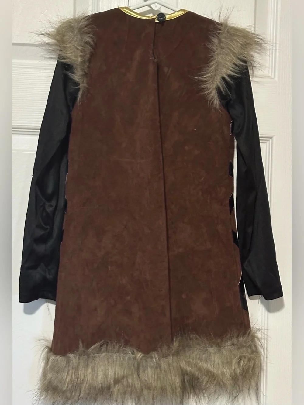 Viking Warrior Dress Costume Designed Brown Faux-Suede Quilted Cape Sz S 4-